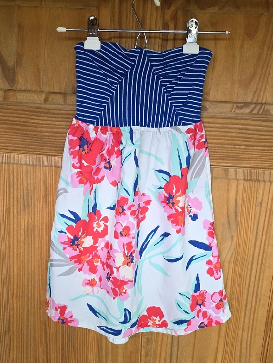 Roxy Dresses & Skirts - Roxy Navy Striped Bodice Floral Strapless Dress